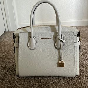 Michael Kors medium belted satchel in optic white